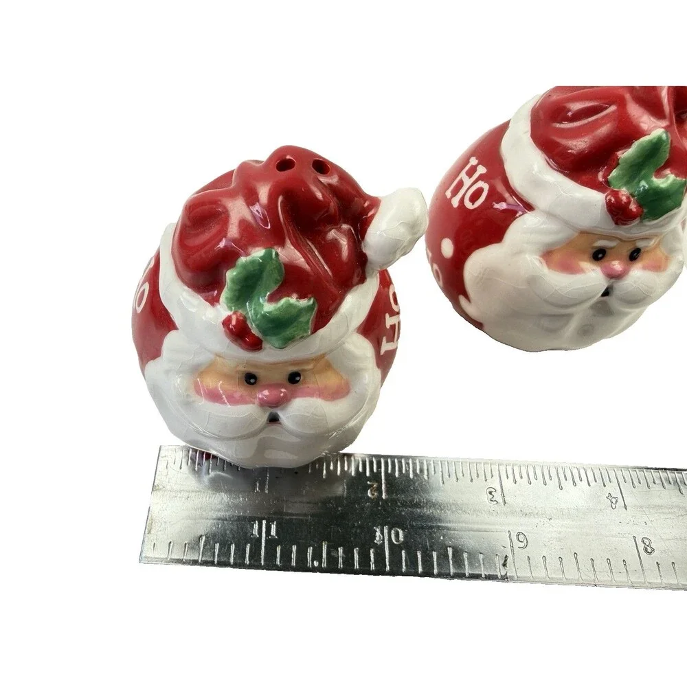 Vintage Ceramic Santa Claus Salt & Pepper Shakers Ho Ho Ho Christmas Set